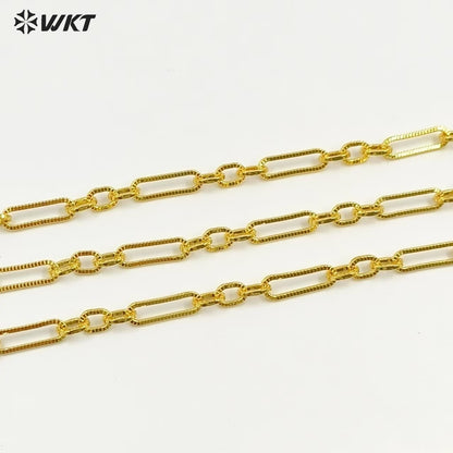WT-BC242 High Quality Wholesale Rectangle Shape Long Metal Yellow Brass Chain With Gold Electroplated Jewelry DIY Accessories