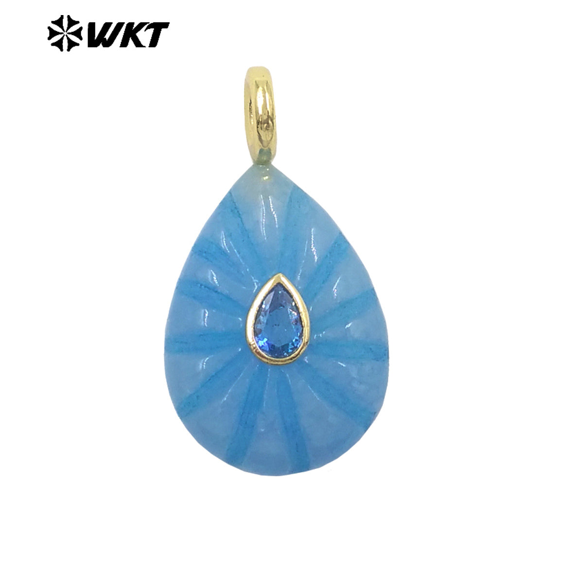 WT-P2142 Simple Fashionable Style Natural Gemstones Setting In Zircon Waterdrop Shape Pendant As Female Necklace Findings