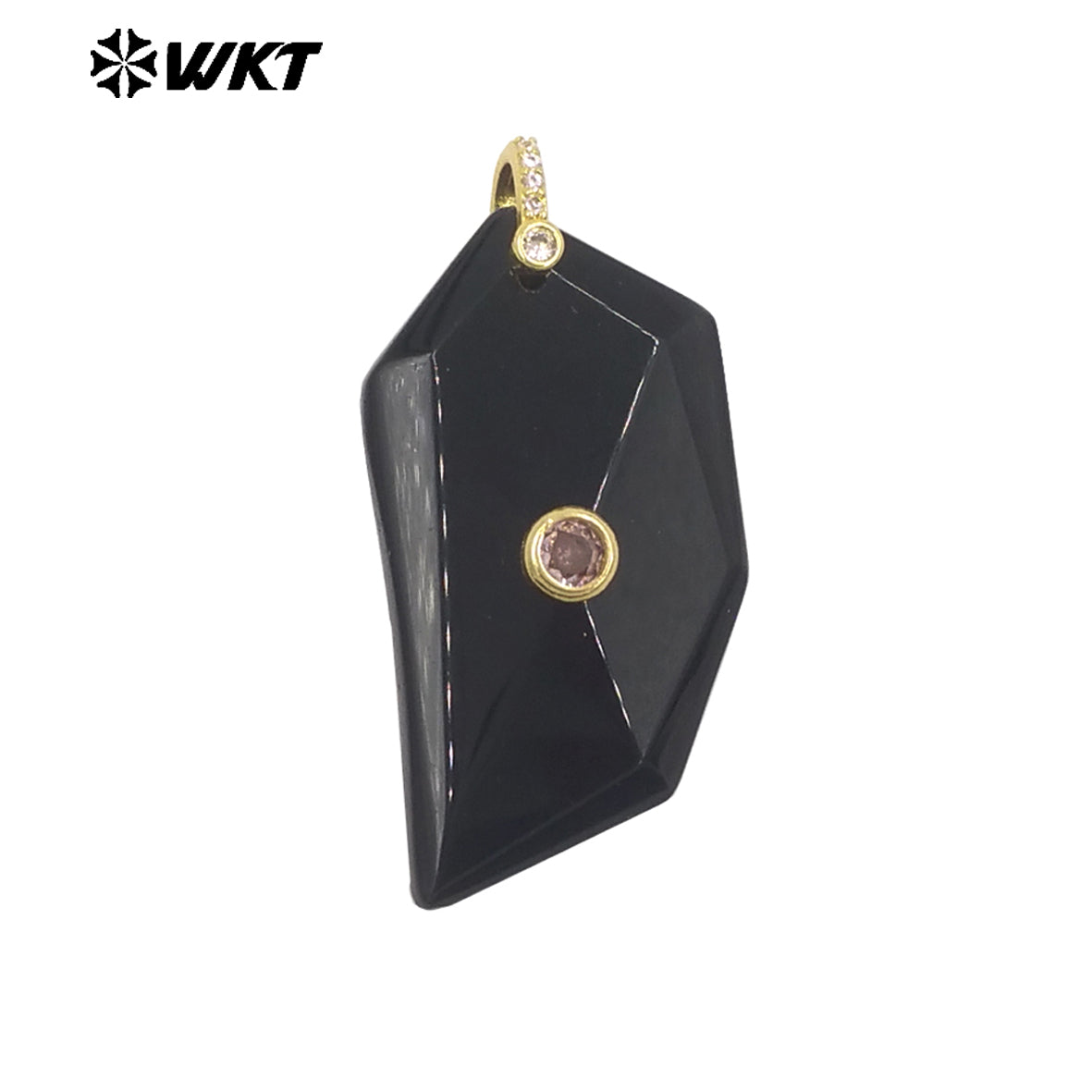 WT-P2145 Factory Wholesale Natural Gemstones Setting In Zircon Geometric Shape Gold Pendants For Women Earrings Handmade