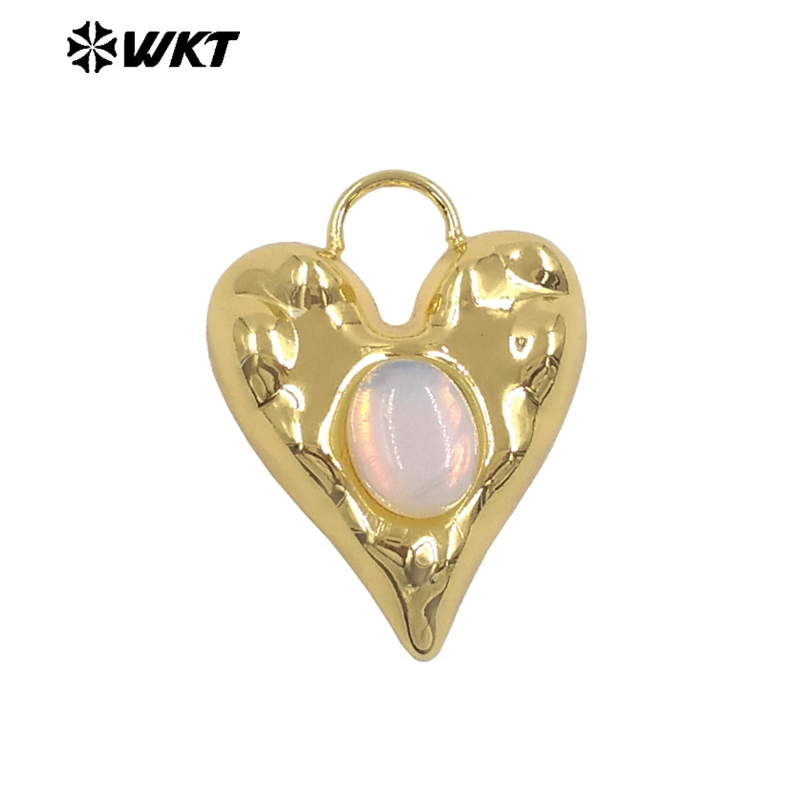 WT-P2132 Exquisite Unique 18K Gold Plated Natural Gemstones Heart Shape Little Charms Pendants For Women Jewelry Decorative