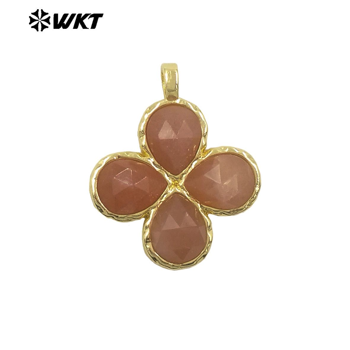 WT-P2090 Gorgeous 18K Gold Plated Multi Colors Natural Gemstone Little Flower Shape Charms Pendant As Lady Earring Accessory