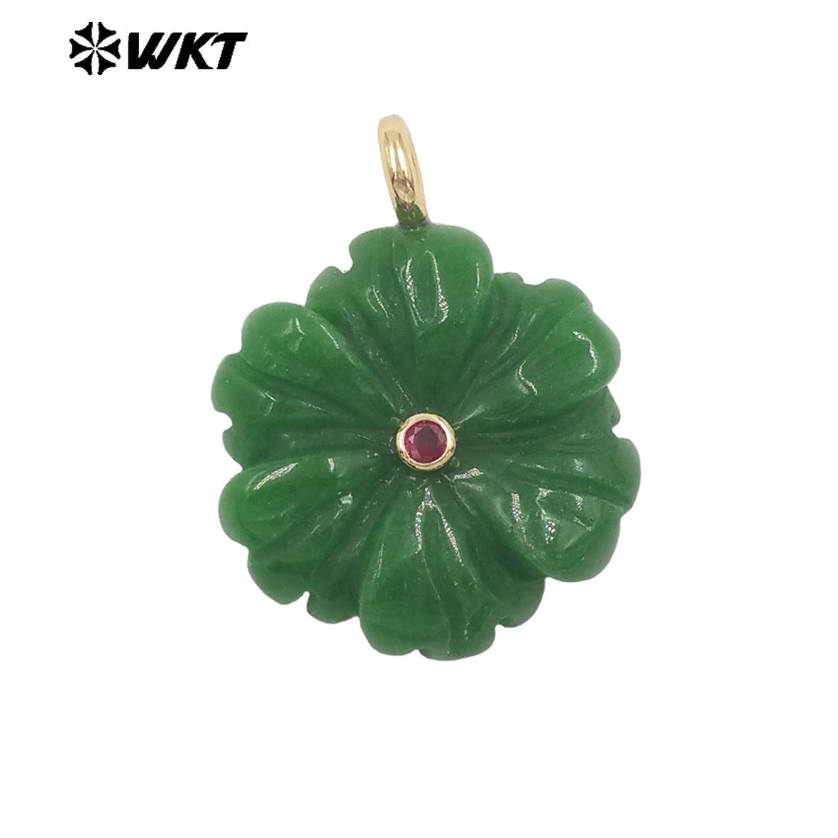 WT-JP522 Popular Trendy Zircon And Colorful Natural Gemstones Hand Carved Flower Shape Gold Pendants For Lady Jewelry Design