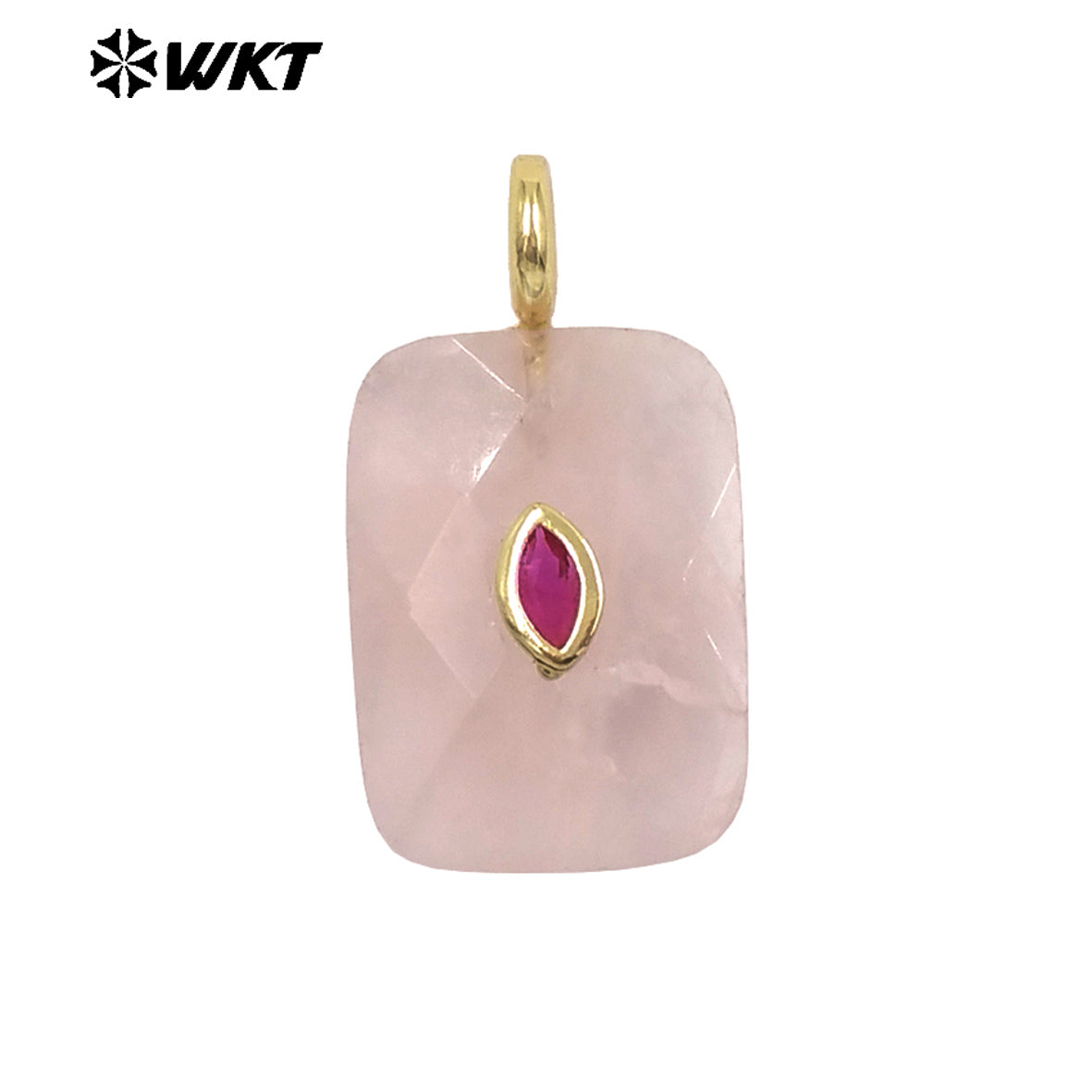 WT-P2139 Factory Wholesale Eye Shape Zircon And Natural Gemstones Square Faceted Pendants As Simple Style Jewelry Findings
