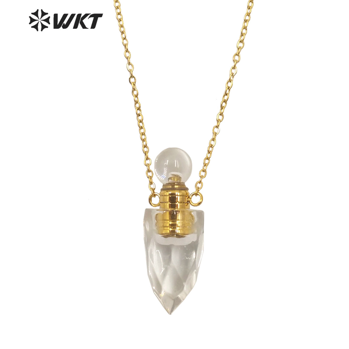 WT-N1372 Perfume Bottle Pendant Color Stone Necklace Temperament Texture Women Gifts Jewelry Necklace Natural Stone Necklace