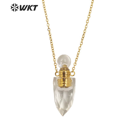 WT-N1372 Perfume Bottle Pendant Color Stone Necklace Temperament Texture Women Gifts Jewelry Necklace Natural Stone Necklace