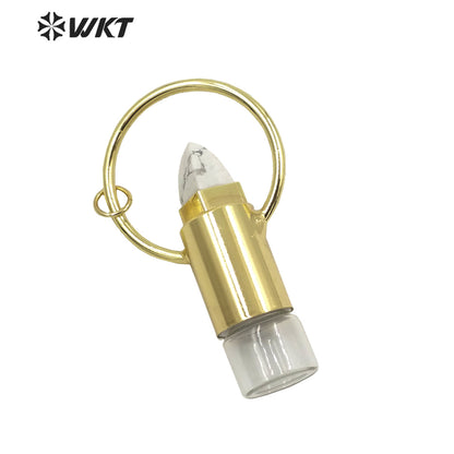 WT-P1664 Wholesale Gorgeous WKT Gold Fashion Natural Stone Lips Shape Roll Perfume Bottle Pendant for Women Gift