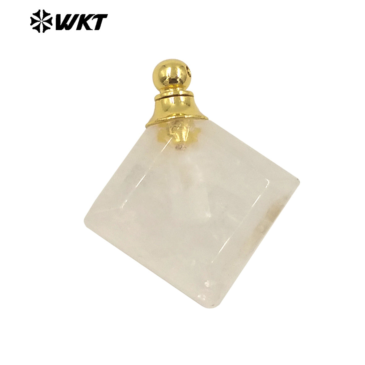WT-P1980 Newest Fashion Gold Plated Diamond Shape Double Faceted Precious Gemstone Made Perfume Bottle Jewelry Pendants