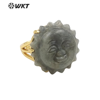 WT-R489 WKT Fashion Design Trendy Gift for Women Sun Design Colorful High Quality Gorgeous Natural Gemstone Stone Ring