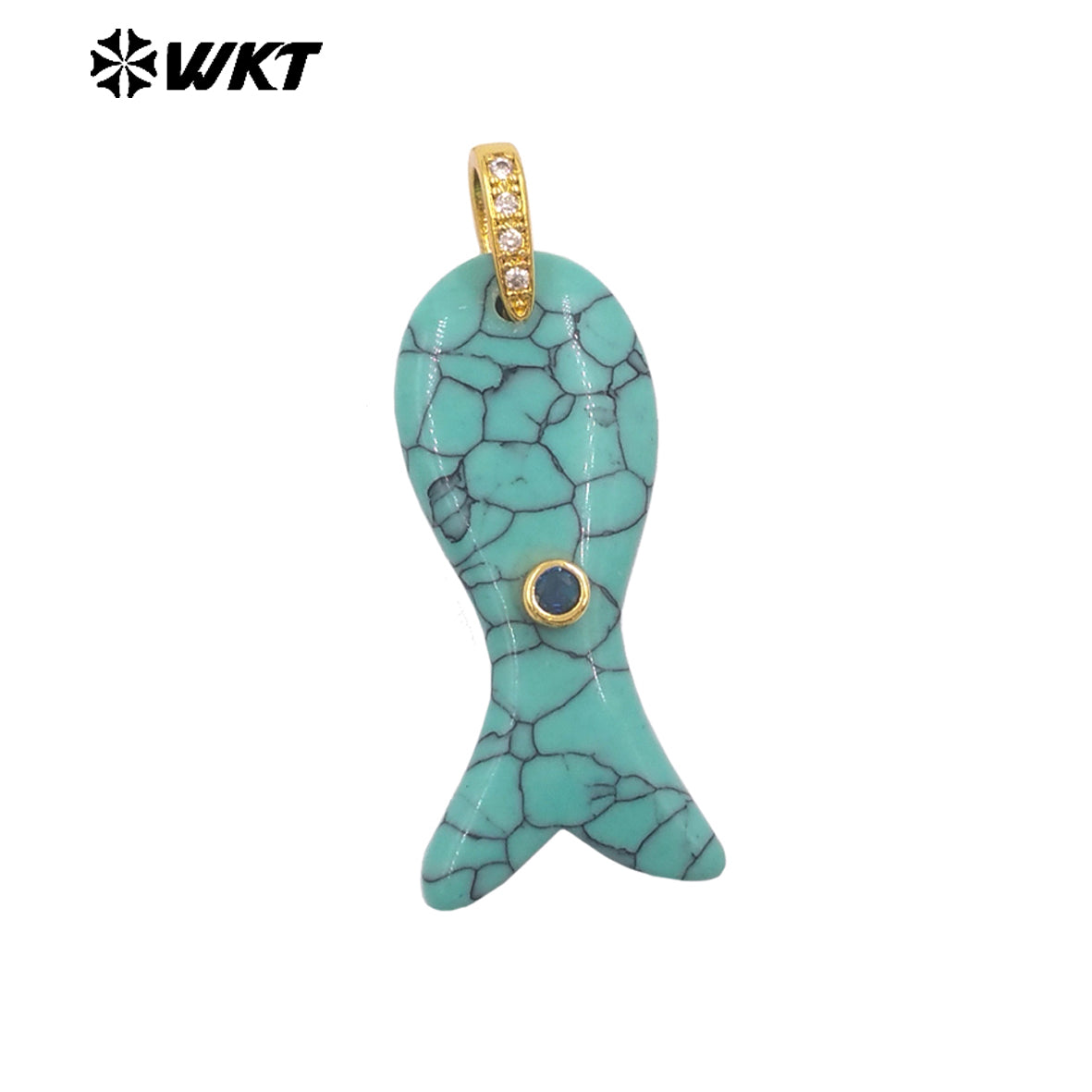 WT-P2138 New Design Zircon And Natural Gemstones Little Fish Charms Pendants For Lovely Style Jewelry Making Decoration