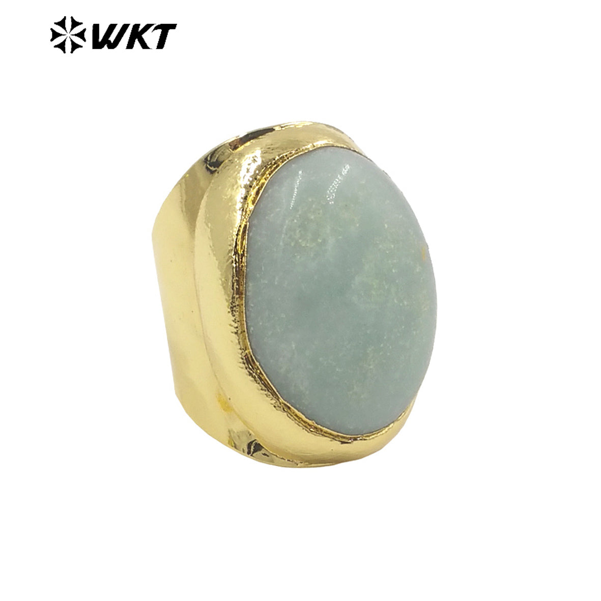 WT-R467 Newest Trendy Fashion HOT Ins Gemstone Jewelry Ring 18k Real Gold Plated Round Stone Anneversary Women Ring