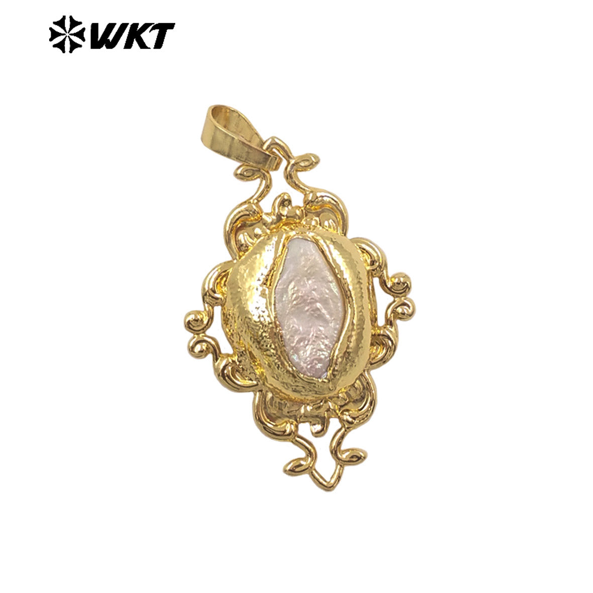 WT-JP448 Luxury Exquisite 18K Gold Plated Resist Tarnishable Natural Freshwater Pearl Vine Plant Pendant For Girl Necklace DIY