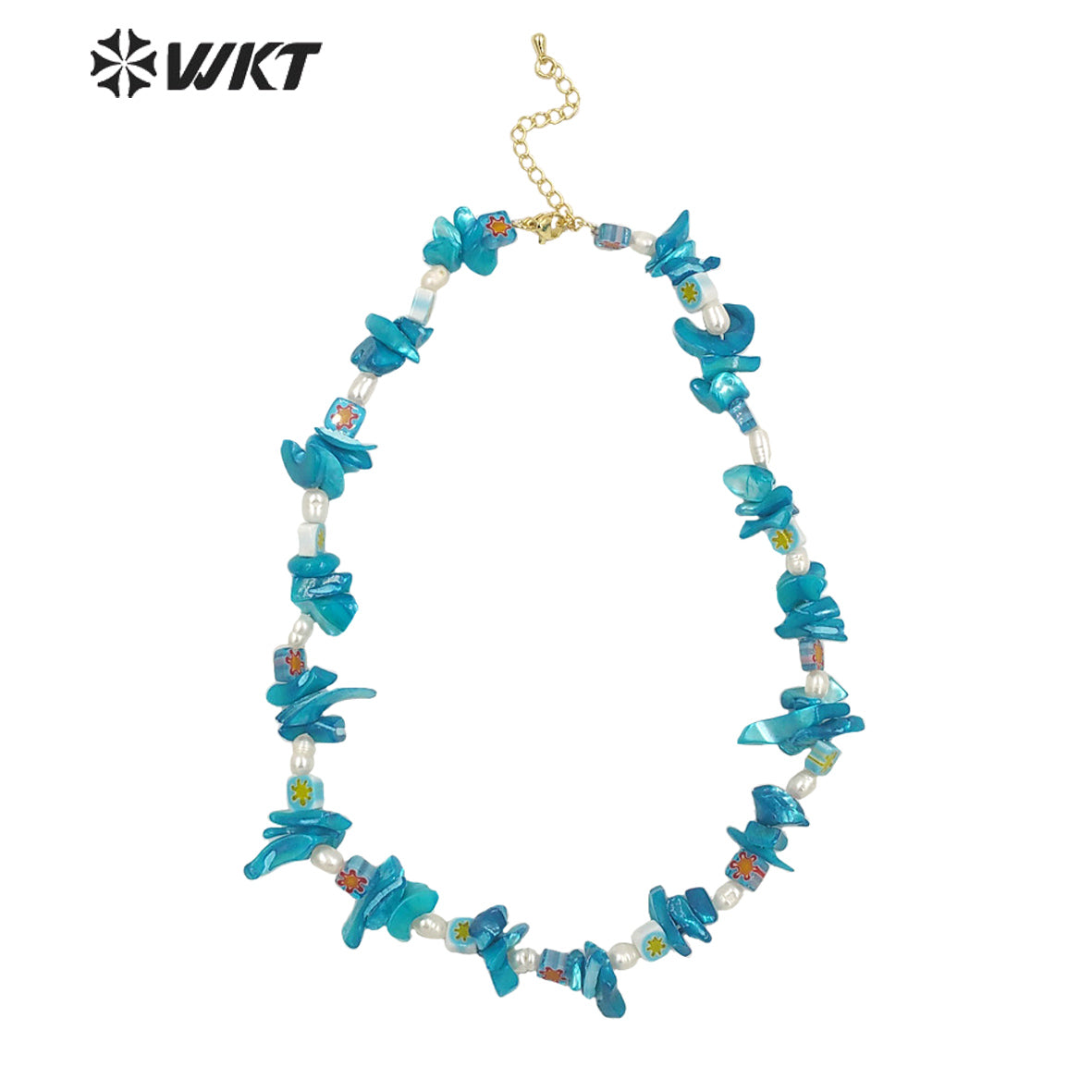 WT-JN186 Natural Red Shell Nugest Beads Necklace Unique Boho Vintage Irregular Enamel Pearl Beads Chocker Necklace