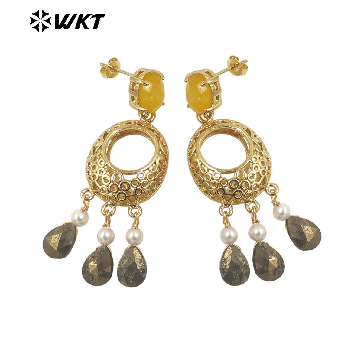 WT-E721 Amazing Excellent Tiny Drop Dangle Earrings Fashion Gold Plated Long Statement Drop Stone Earrings for Women Gift