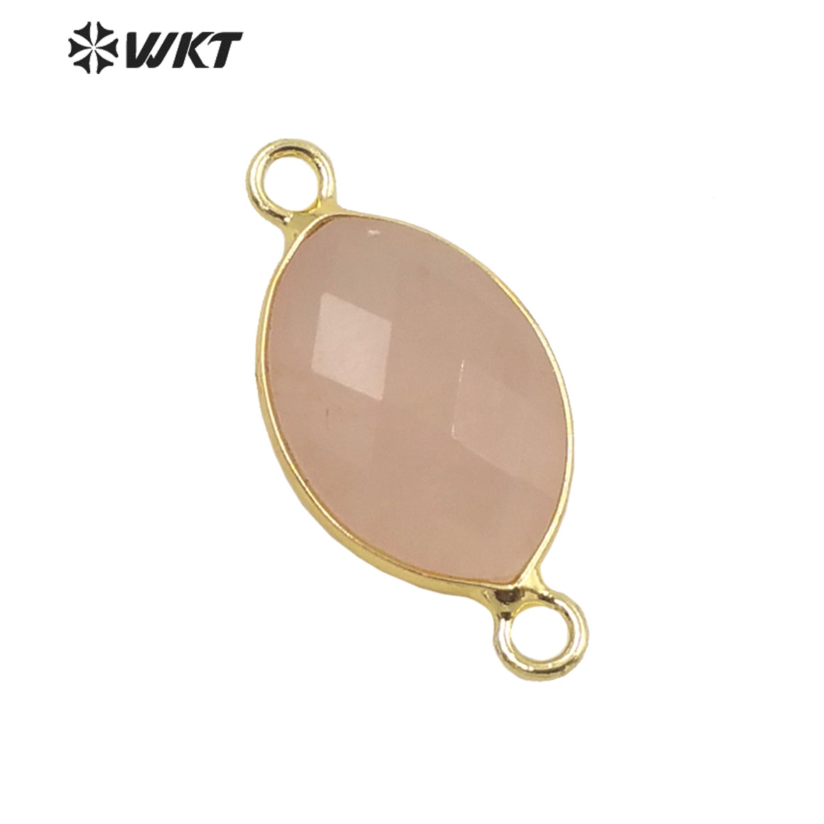 WT-C301 High Quality Gemstone Connectors for Jewelry Bracelet Necklace Double Loops Round Stone Pendant Fashion Beauty for Lady