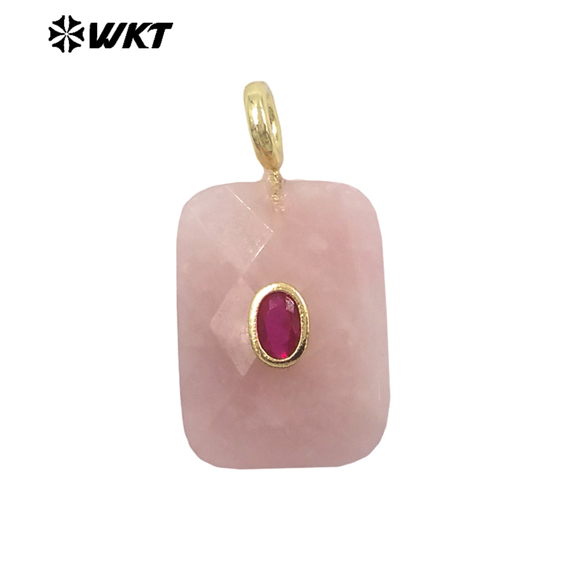 WT-P2107 High Quality Colorful Zircon And Natural Gemstone Faceted Rectangle Pendants As Women Simple Jewelry Accessories