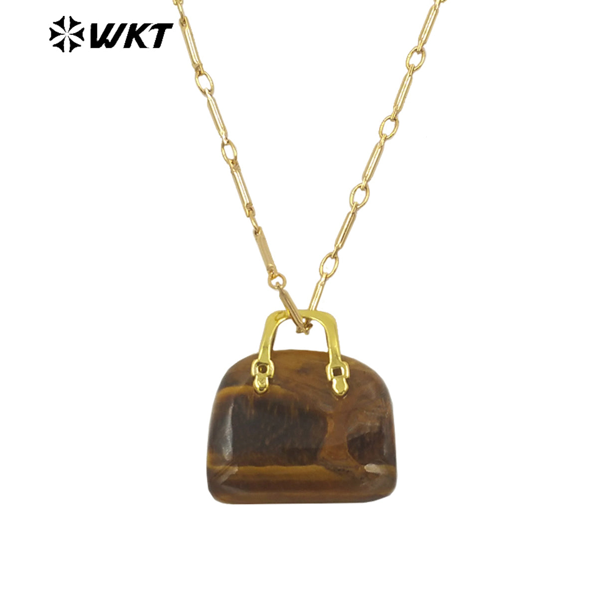 WT-N1362 Cute Handbag Shape Crystal Clear Natural Colored Gemstone Necklace Ladies Jewelry Necklace Gemstone Necklace