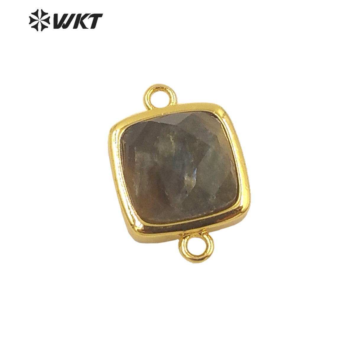 WT-C305 Wholesale Fashion Gold Bezel Double Loops Small square Stone Connectors for Jewelry DIY Design Findings