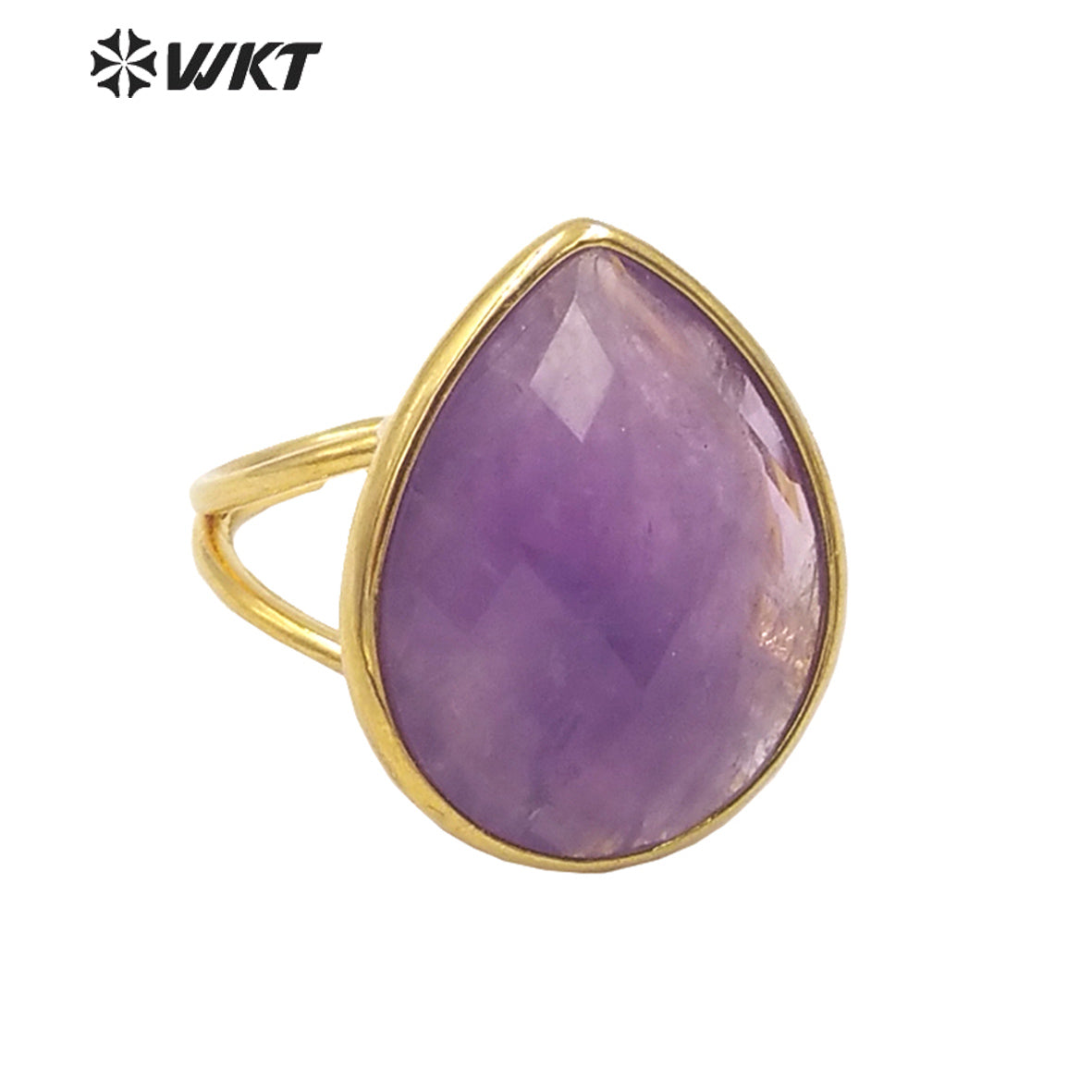 WT-R505 Gorgeous Big Drop Stone Amazonite Tiger Eye and Labradorite 18K Gold Plated Gemstone Women Birthday Ring