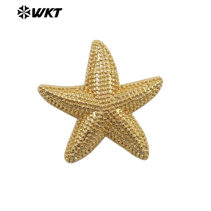 WT-P2081 High Quality 18K Gold Plated On Brass Metal Starfish Shape Little Pendants For Women Handmade Earrings DIY Design