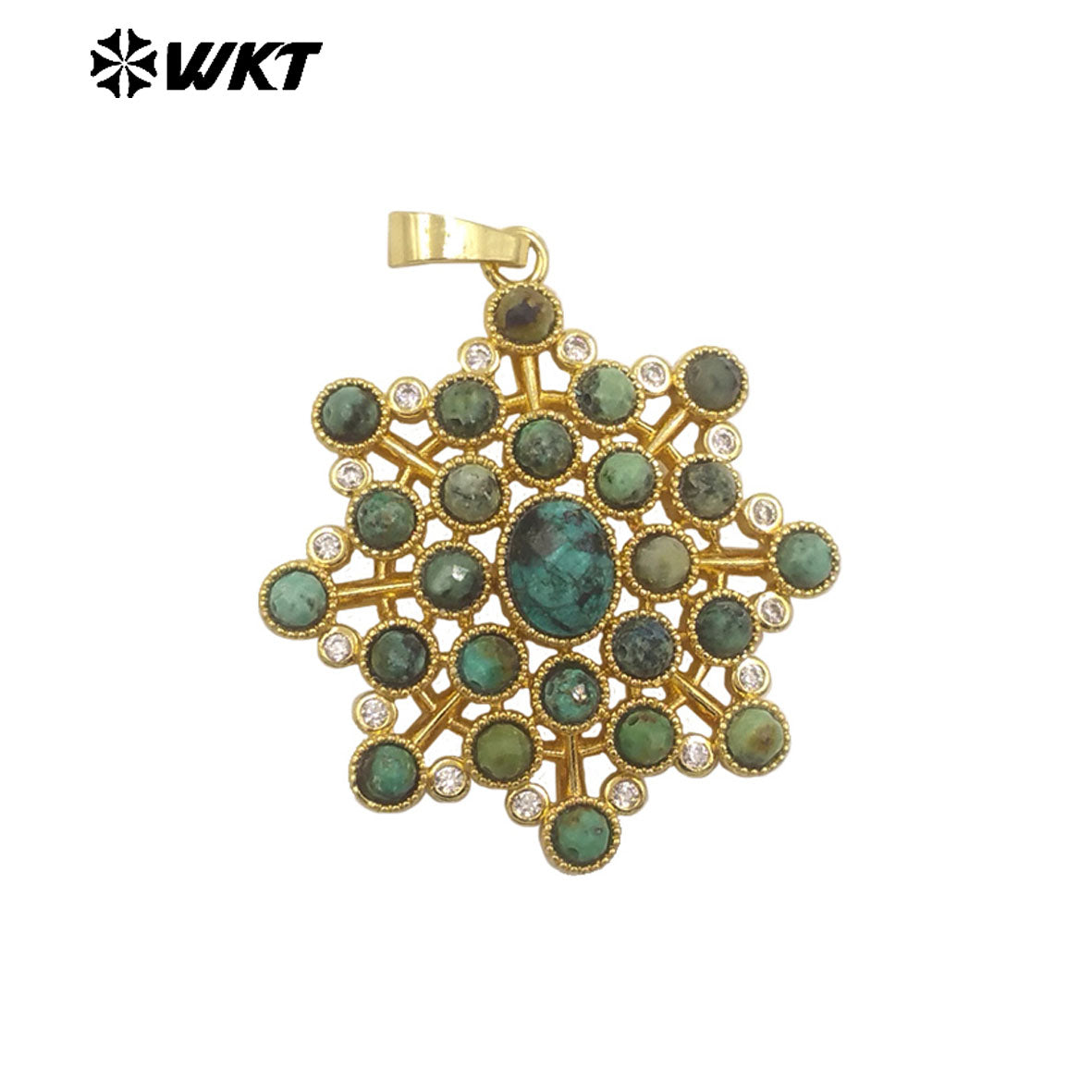 WT-P1977 WKT New Hand Make Multi Stone Setting Women Energy Amethyst Gemstone Flower Shape Jewelry Pendants