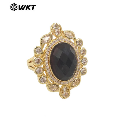 WT-MR028 Newest Summer Design Fashionable Royal Court Style Precious Women Adjustable Natural Stone Zircon Wedding Ring