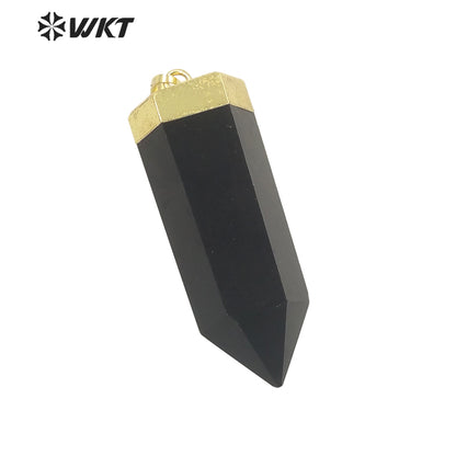 WT-P1710 Amazing Gold Top Natural Gemstone Hexagon Spirit Quartz Healing Stone Pendant Women Jewelry Design Necklace Pendant
