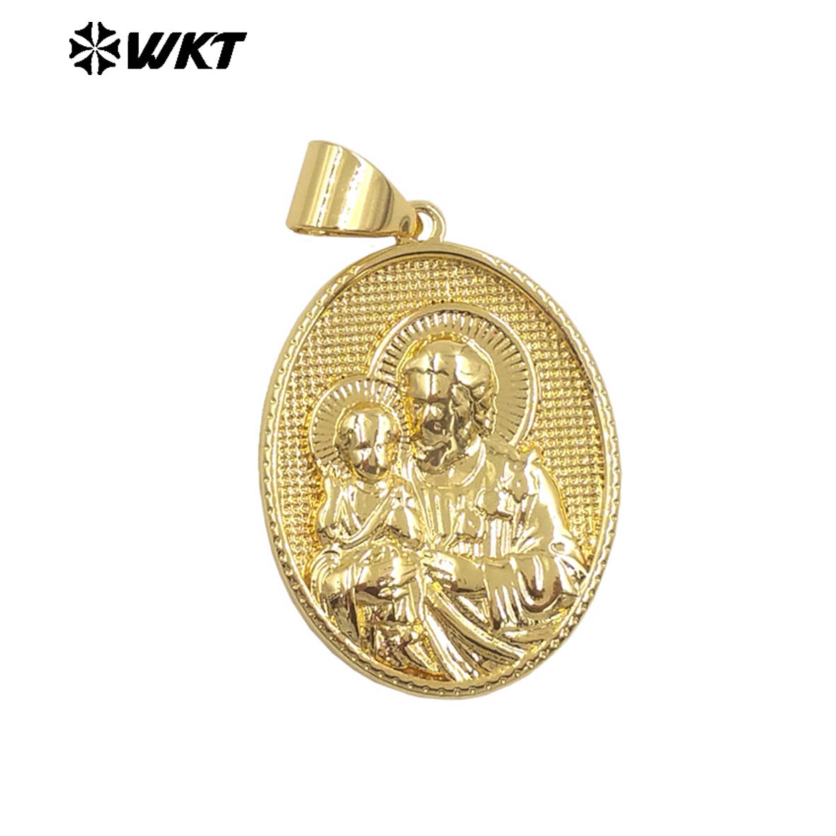 JFE147 Wholesale Newest Metal Yellow Brass Gold Plated Jesus Religious Pendant Resist Tarnishable For Necklace Jewelry DIY