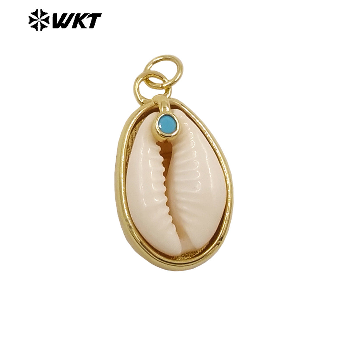 WT-JP452 Wholesale Gold Electroplated Setting In Natural Little Stone And Cowrie Shell Pendants For Women Earrings Making