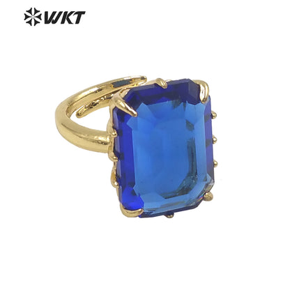 WT-R483 WKT Fashion Design Trendy Gift for Women Colorful High Quality Gorgeous Natural Crystal Stone Ring
