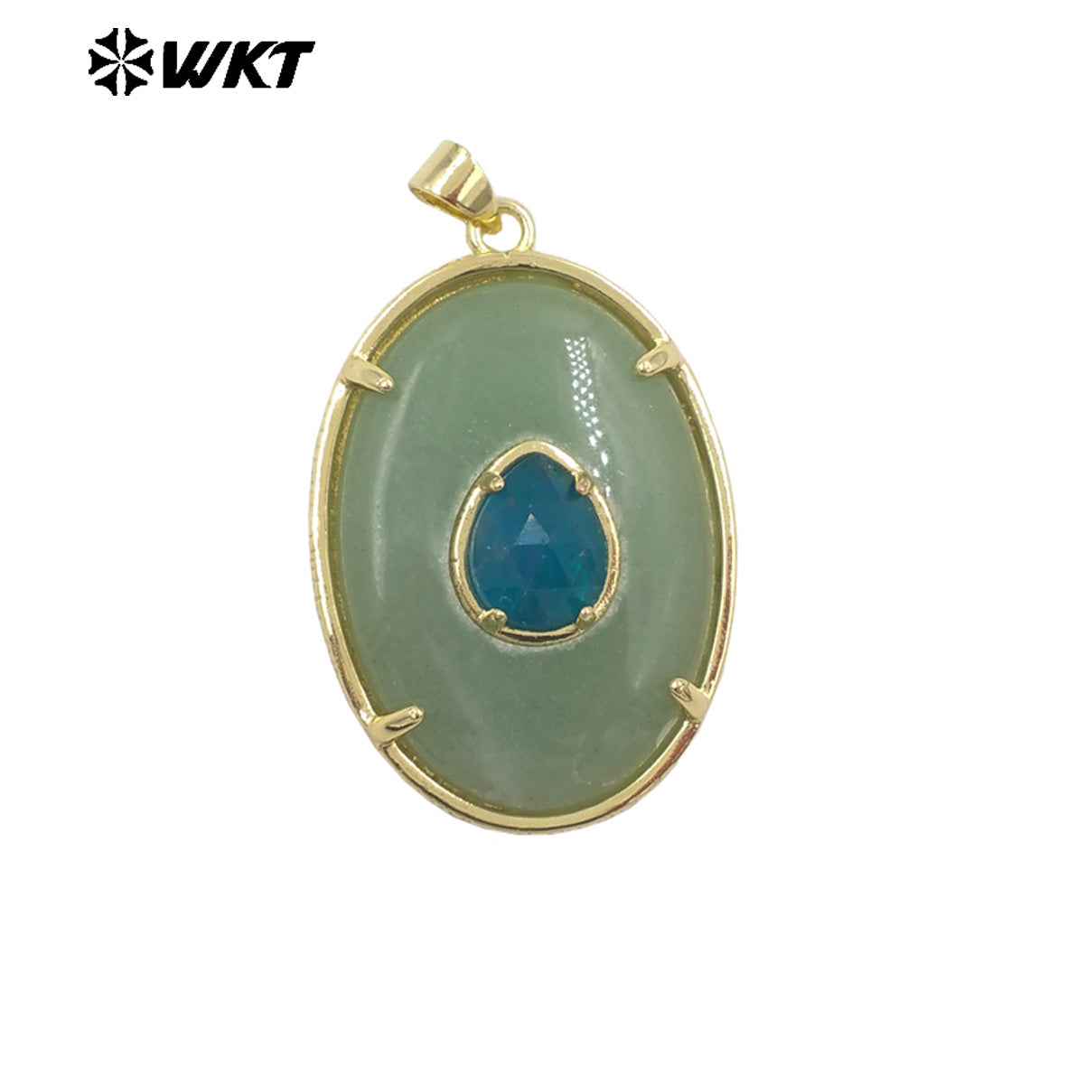 WT-P2066 Newest Gold Electroplated Colorful Natural Gemstones With Zircon Round Pendants As Handmade Necklace Findings
