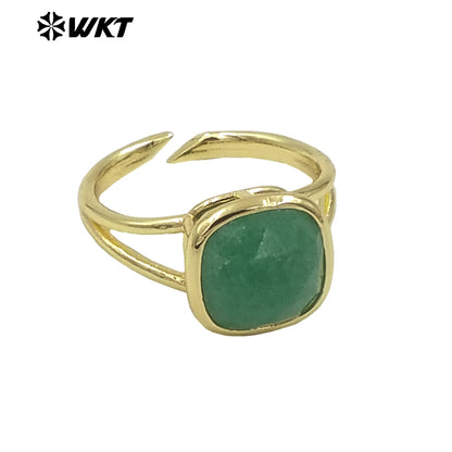 WT-R522 Wholesale New Square Natural Gemstone Setting Birthday Stone Elegant Small Amethyst Ring