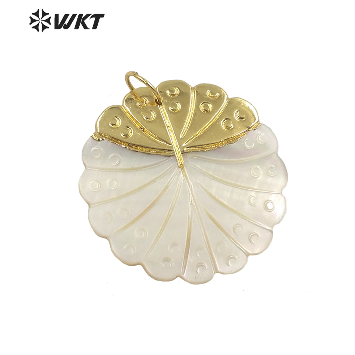WT-JP300 Hot Selling Niche Design Flower Pendant Horn Shell Shell Textured Exotic Pendant Jewelry Accessories Shell Pendant