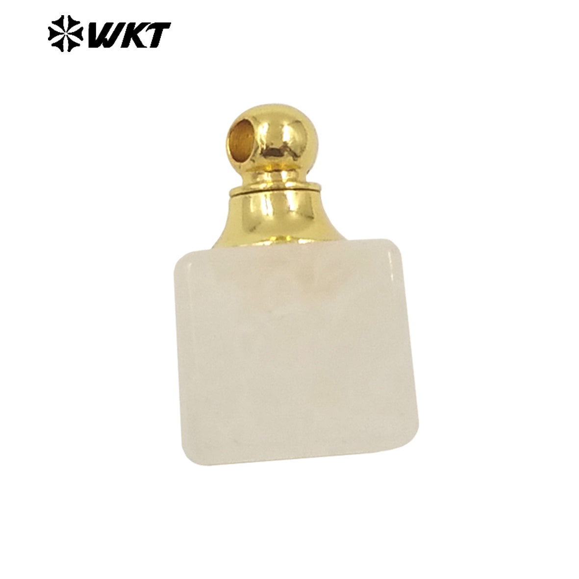 WT-P1978 New Design Wholesale Natural Gemstone Cubic Square Essencial Oil Stone Bottle Pendant for Necklace