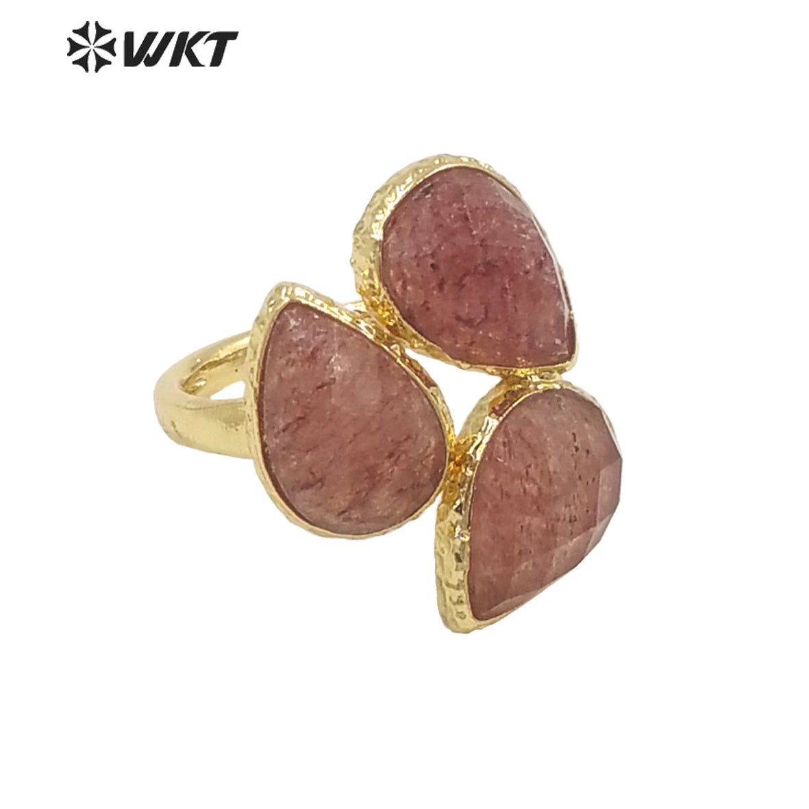 WT-R492 WKT Fashion Design Drop Shaped Gift for Women Colorful High Quality Gorgeous Natural Gemstone Stone Ring