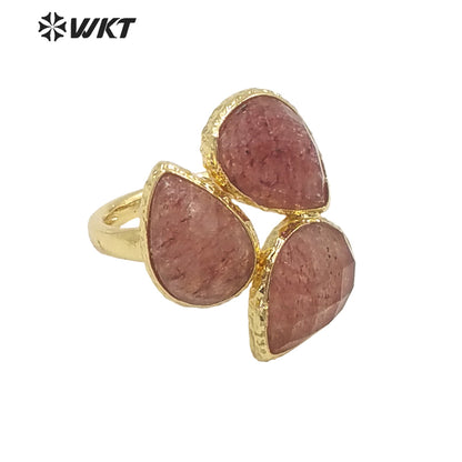 WT-R492 WKT Fashion Design Drop Shaped Gift for Women Colorful High Quality Gorgeous Natural Gemstone Stone Ring