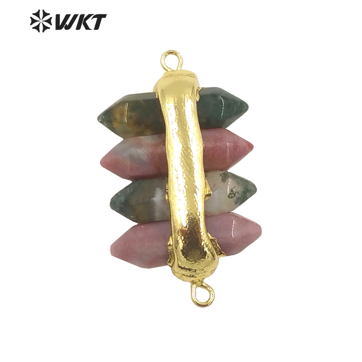 WT-C325 Amazing 4 Crystal Quartz Point With Double Loops Energey Gemstone Connectors Women Jewelry for Bracelet Make