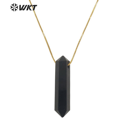WT-N1306 New Fashion Gold Adjustable Chain Thread Simple Elegant Rose Quartz Point Necklace Natural Double Point Quartz Necklace