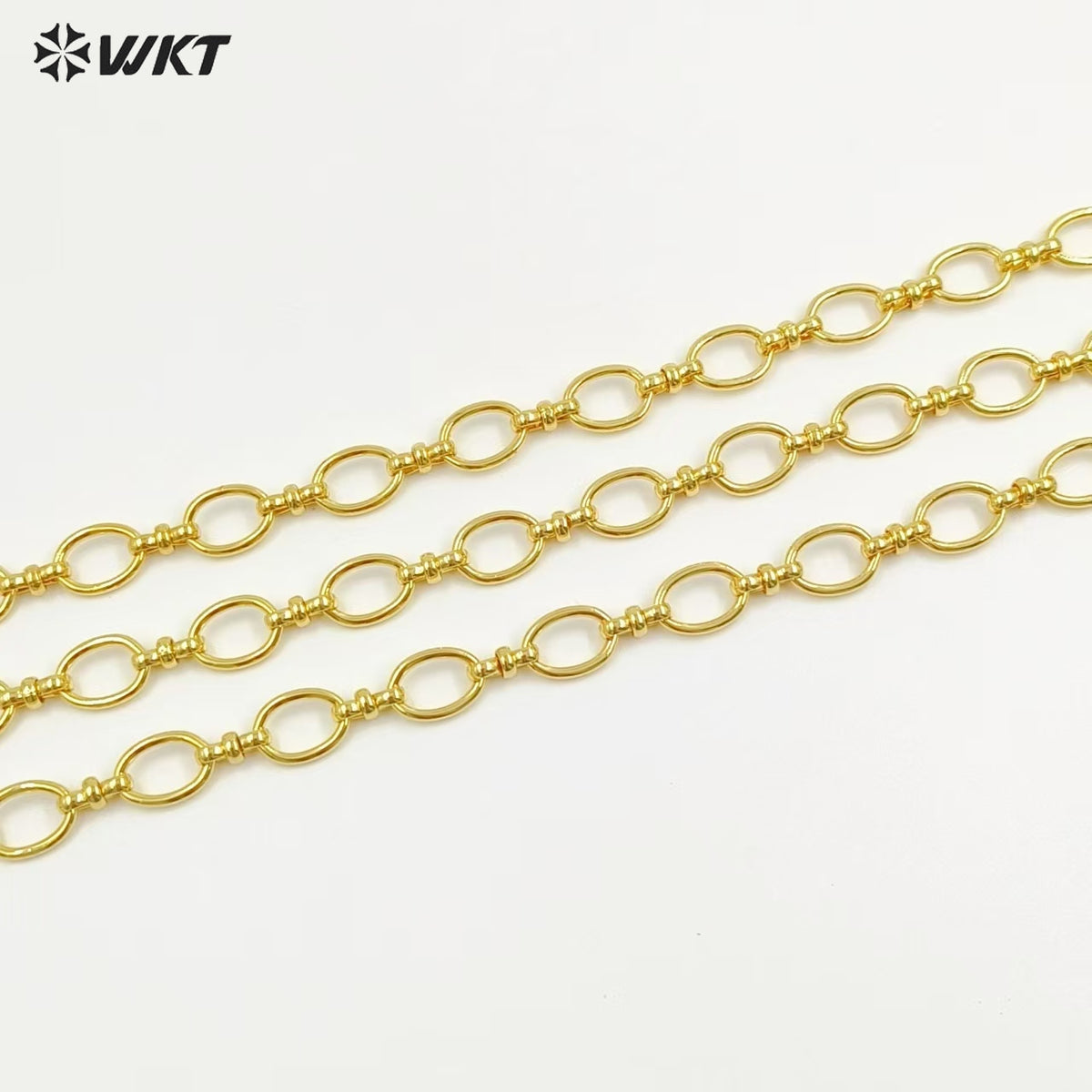 WT-BC244 Wholesale Resist Tarnishable Yellow Brass 18K Real Gold Plated Chain Making Jewelry Finding Big Oval Shape Design