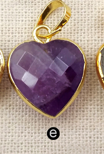 WT-P1306 Real Natural Black Agate Tigers Eye Pendant Heart Faceted Pendant With Real Gold Electroplated Gemstone Pendant