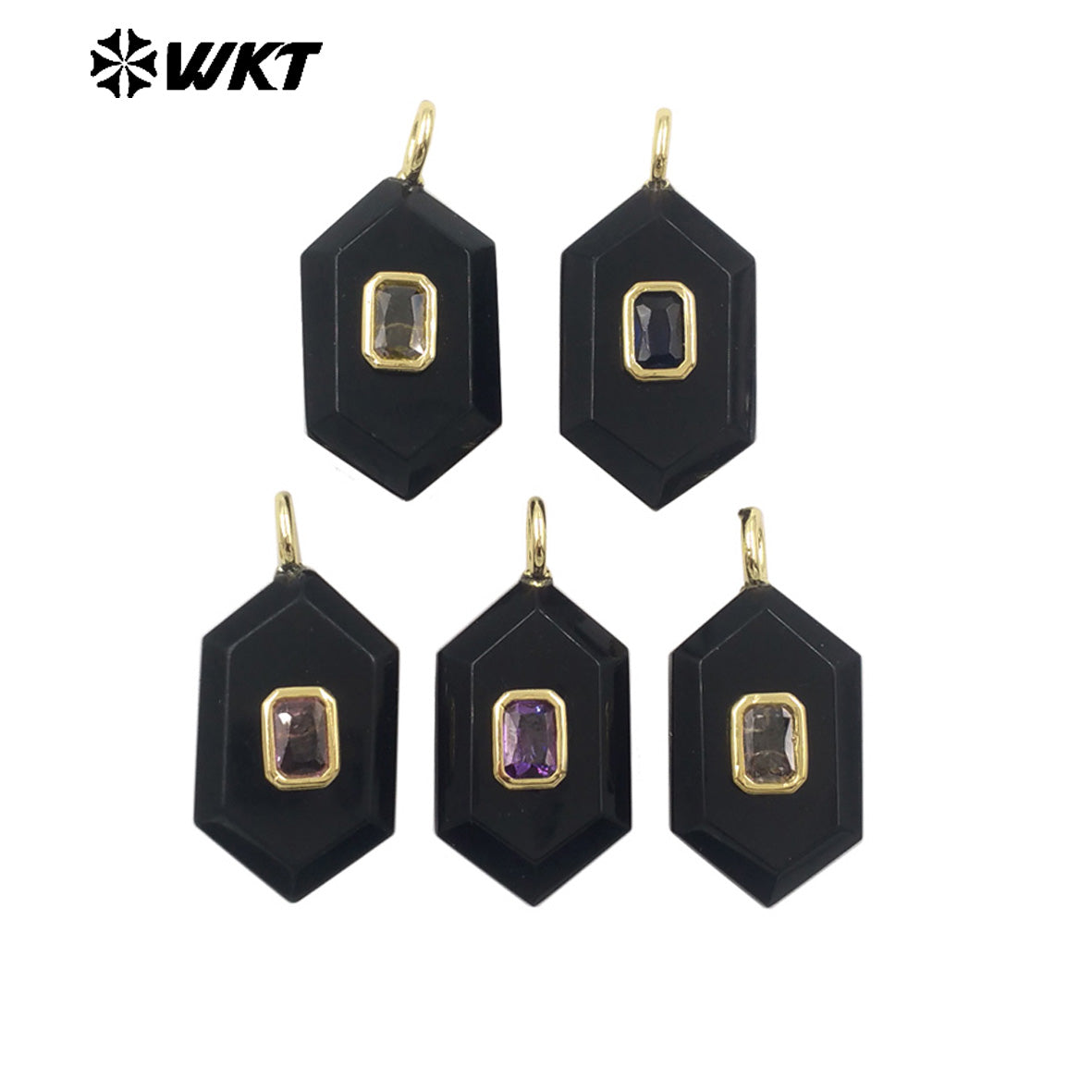 WT-P2083 New Arrival Zircon And Labradorite Various Natural Gemstones Geometric Shape Pendants For Handmade Earrings DIY