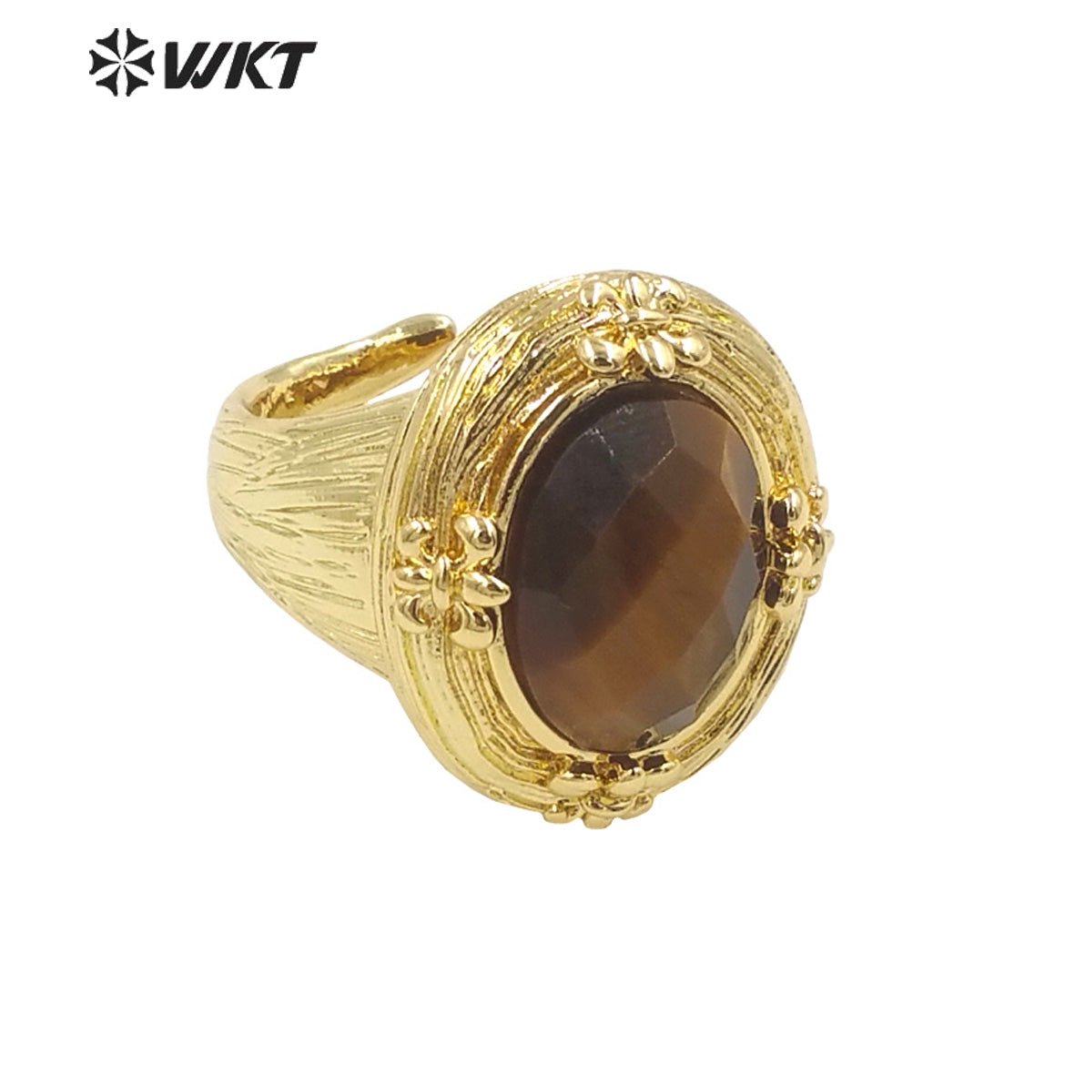 WT-R486 WKT Fashion Design Trendy Gift for Women Round Shaped Colorful High Quality Gorgeous Natural Gemstone Ring