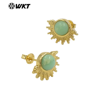 WT-E773 New Design Wholesale Natural Round Gemstone Multi-Colored Women's Earring Studs As Daily Jewelry and Birthday Gifts