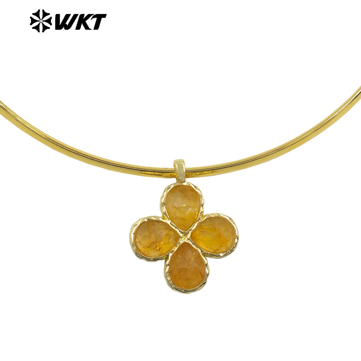 WT-N1527 Exquisite Lovely Gold Plated Vicious Natural Gemstones Little Flower Shape Necklace Choker For Lady Party Wearing