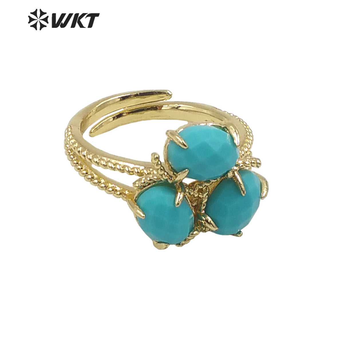 WT-R482 WKT Fashion Design Trendy Gift for Women Colorful High Quality Gorgeous Natural Jade Stone Ring
