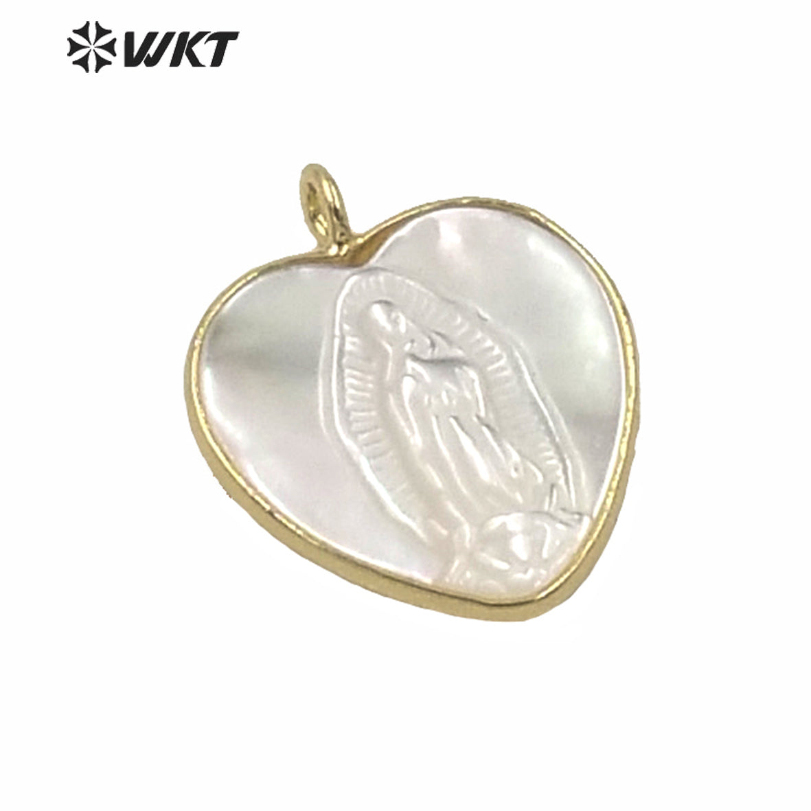 WT-JP233 WKT New Design Populared Hot Religious Mary Pendant Gold Bezel Setting Angel White Madonna Pendant Virgin Mary Pendants