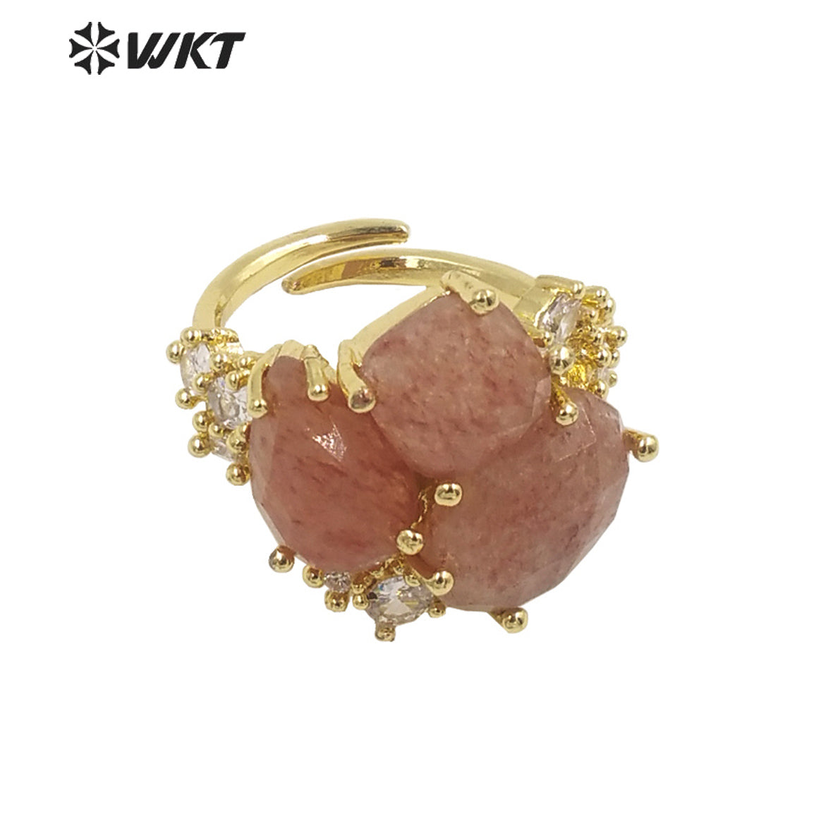 WT-R450 WKT Newest Natural Precious Triple Stone Geometric Shape Women Ring Ins Hot Gold Plated Lapis Jewelry Ring