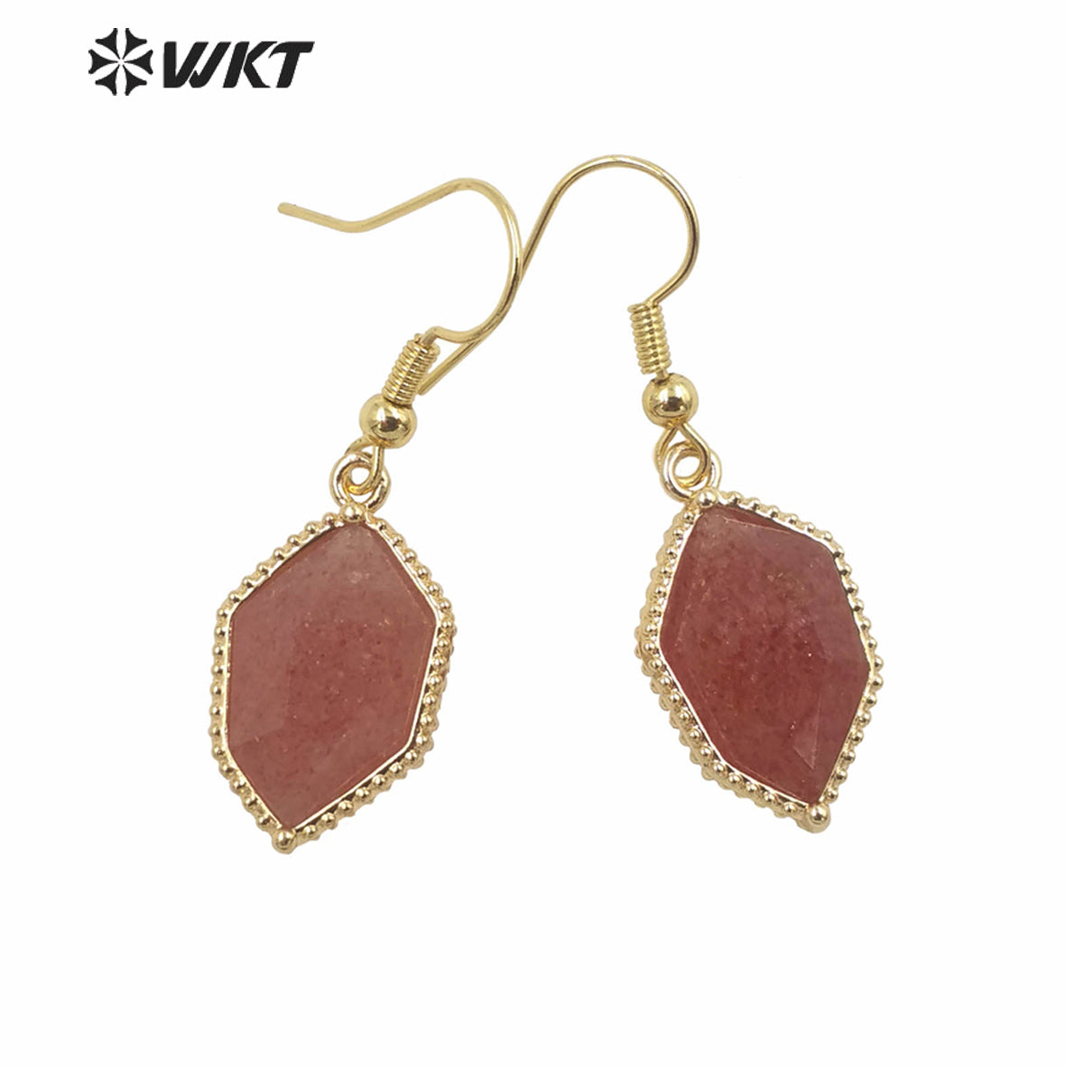 WT-E741 Amazing Colorful Elegant Natural Cat Eye Stone Hexagon Shaped Long Charming in Drop Earrings Women Pendant Earrings