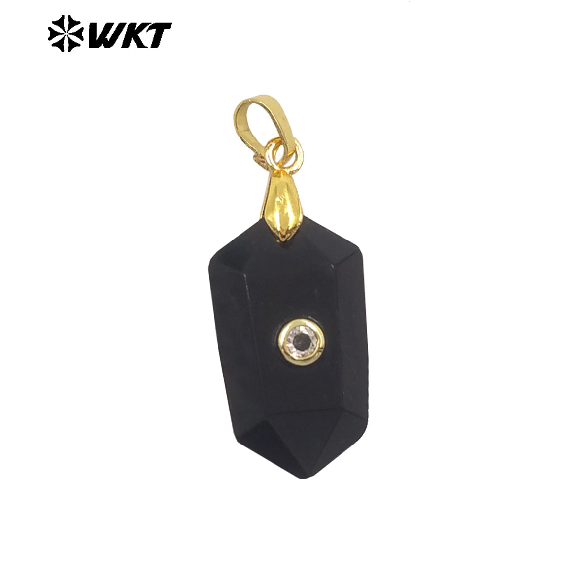 WT-P2017 Delicate Geometric Shape Multi Colors Natural Gemstones Set In Zircon Small Pendants For Trendy Jewelry Handmade