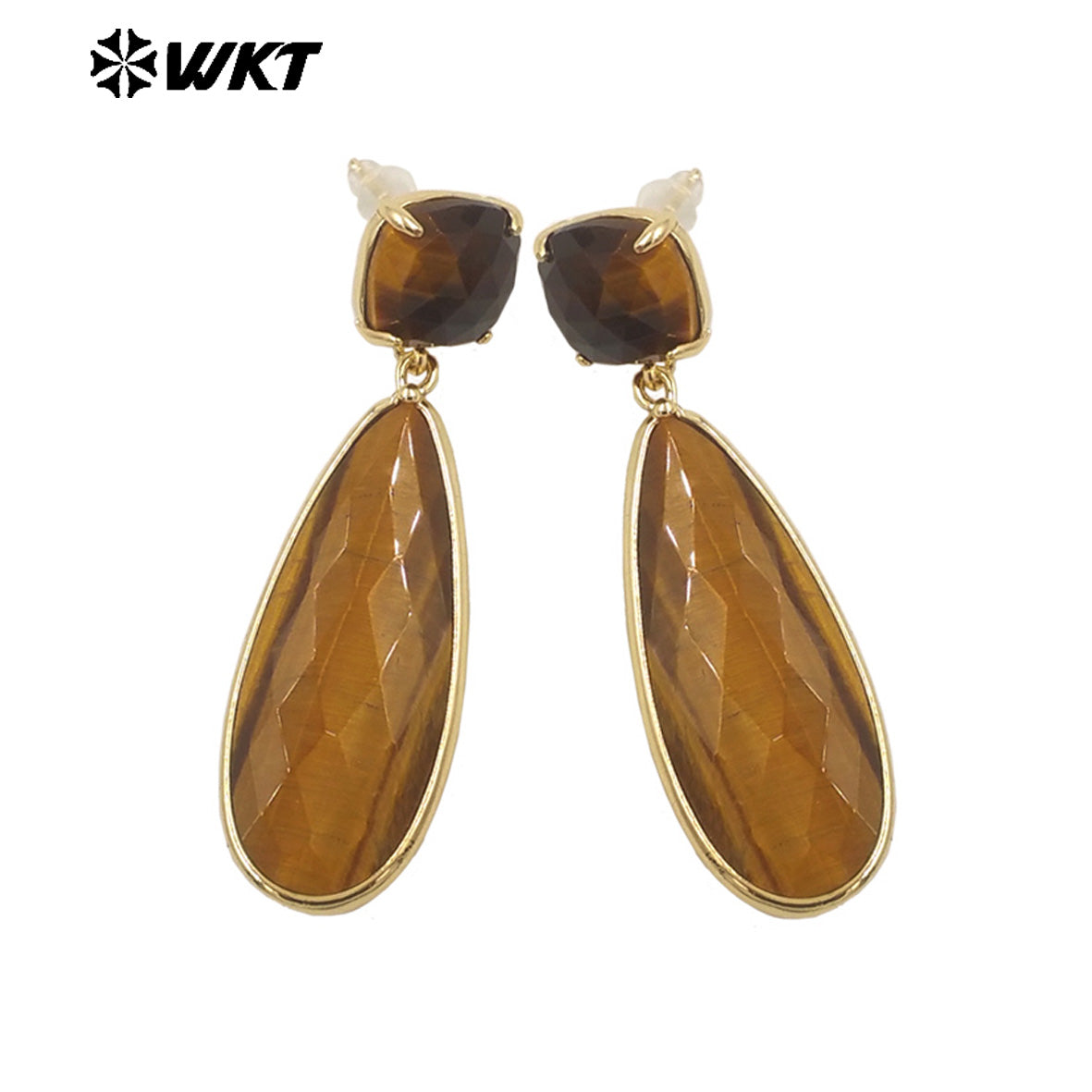 WKT-E759 Exquisite Super Colorful Long Earring Waterdrop Shape Natural Stone Material Accessory for Women Birthday Gifts