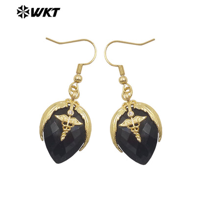 WT-E788 Exquisite Rose Quartz Multi Natural Gemstones Strawberry Shape Gold Plated Earrings For Women Lovely Jewelry Gift